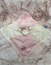 Doudou plat vache Lola beige rose fleur Noukie's