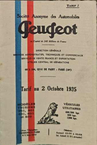 Tarif vintage automobiles - tarif,