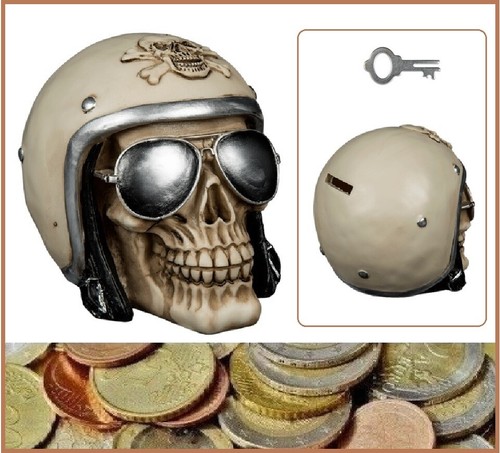 Tête mort tirelire casque - tête,