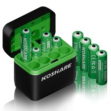 Lot de 8 piles rechargeables AA au lithium avec chargeur 15 V 3700 mWh haute ...