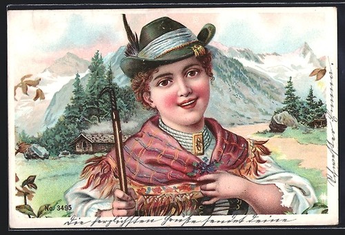 Carte postale artiste jeune - postale, d'artiste
