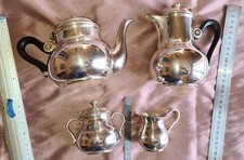 GALLIA / CHRISTOFLE Service métal argenté Théière Cafetière Sucrier Pot à lait