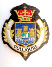 Écusson ancien COLLIOURE en feutrine brodée - Pyrénées-Orientales France