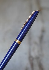 RARE STYLO PLUME WATERMAN CF EN LAQUE BLEU NUIT - PLUME EN OR MASSIF 18 CARATS