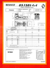 RENAULT 85 . 150 TI 4X4 / PORTEUR REMORQUEUR / FICHE de  1991