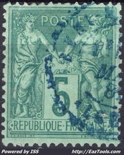 FRANCE SAGE N°75 RARE CACHET