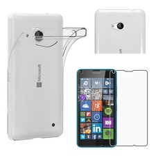 Coque Microsoft Lumia 640 Dual Etui Housse Silicone + VERRE Trempé, Transparent