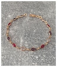 Bracelet Cristal De Swarovski couleur Violet Plaqué Or 18 Carats Bijoux Femme