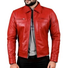 Veste En Cuir Rouge Pour