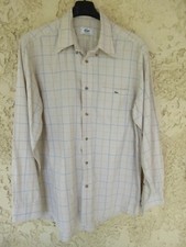 Chemise LACOSTE Devanlay beige carreaux manches longues coton 40