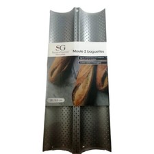 2 Moules à Baguettes 38 x 16 cm Perforés et Antiadhésifs pour Cuisson 2 Pains