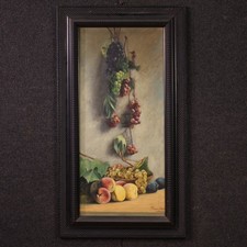 Ancien tableau nature morte peinture huile sur toile signé daté 1919 avec cadre