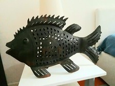 Lampe Poisson Fer Forgé, Fabriqué a la main par un artisan.  Yeux en Verre..
