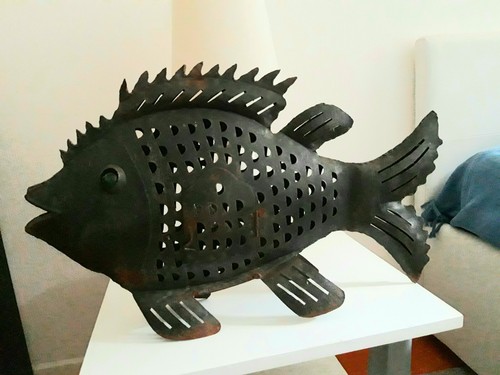 Lampe poisson fer - lampe, forgé