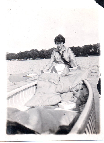 Vintage photograph girls lake - photograph,