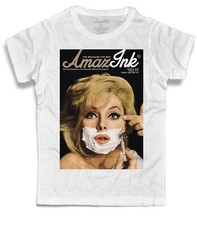 T-Shirt Homme Blanche Couverture ESQUIRE Virna Lisi Magazine Mannequin Rasage