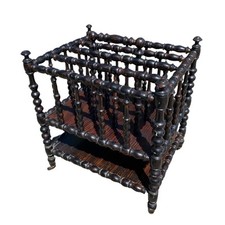 Porte-Partitions Ancien en Bois Tourné, Style Napoléon III à Roulettes