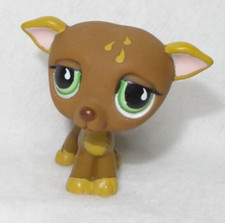 LITTLEST PETSHOP LPS #507 HASBRO DOG CHIEN LEVRIER WHIPPET MARRON YEUX VERT LUNE