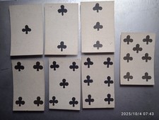 7 Cartes à Jouer anciennes Points Trèfle XVIII éme siecle