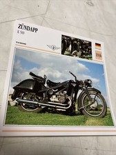 Zündapp K500 1936 500 K fiche carte moto de collection Atlas Allemagne