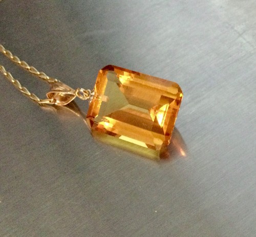 Pendentif citrine bélière - pendentif, or