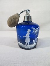 MARY GREGORY ANCIEN JOLI FLACON VAPORISATEUR PARFUM EN VERRE EMAILLE JEUNE FILLE
