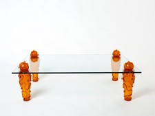 Table basse verre résine signée Garouste & Bonetti 1990