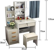 X Coiffeuse Miroir Tabouret Station De Maquillage Chambre Enfant Bois 21059 REB