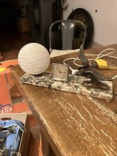 Ancienne Lampe Chevet Art Deco Marbre Horloge Boule Aigle Bronze Bel Etat