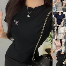 Haut à manches courtes imprimé nœud été femme à la mode pour look décontr