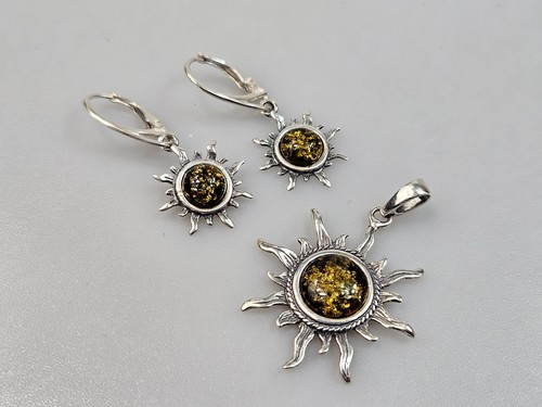 Ensemble bijoux ambre vert - ensemble,