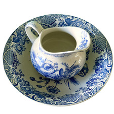 Ensemble de toilette Boch Frères Keramis BFK faïence Terre de fer Coquelicot