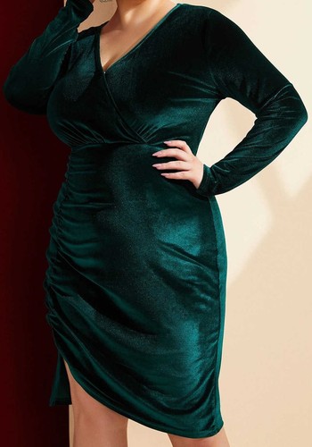 Robe fendue velours - fendue, à