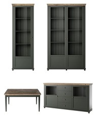 Ensemble De Salle À Manger Elda 4 Pièces Vert Chêne Lefkas Style Campagnard