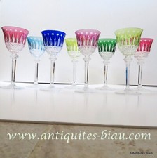 1 Roemer Tommy verre vin du Rhin Saint Louis Cristal Overlay signé 8 disponibles