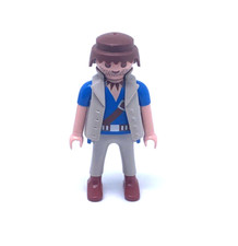PLAYMOBIL * SAFARI * Homme Chatain Gilet Gris Chemise Bleue Mal Rasé 4081