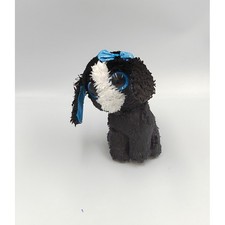 Doudou peluche chien noir bleu