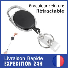 Enrouleur ceinture rétractable pour porte badge, clés, carte etc... avec anneau