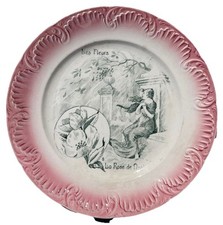 Assiette Digoin Sarreguemines Art Nouveau  modèle Fleurs N 6 La Rose de Mai