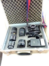 appareil photo ancien REVUE FLEX - + 4 objectifs divers + flash + valise métal