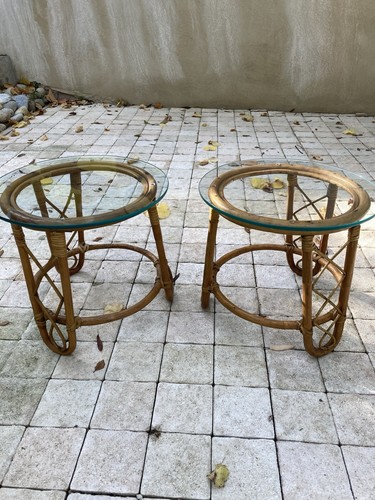 Paire table basse ronde - basse, en