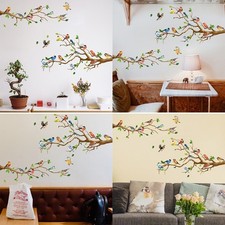 Oiseau Branche Autocollant Mural Arbre Feuille D??coration Salon Maison Decor