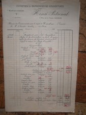 facture ANCIENNE bourges cher Henri Potronat couvertures vers 1928