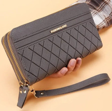 Long Portefeuille Femme Porte Monnaie Grande Capacité Fermeture Eclair Carte CB