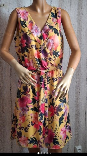 Robe imprimée fleurie jaune - robe,