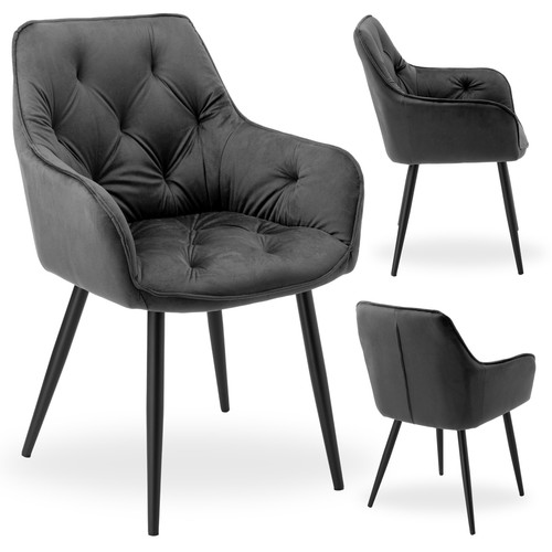 Fauteuil velours graphite - fauteuil, en
