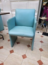 8 Fauteuils poltrona Frau en cuire turquoise 1970/80 Luigi Massoni