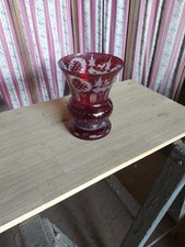 vase en Cristal de Bohême  Rouge Bordeau