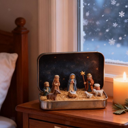 Mini crèche noël scène - mini,
