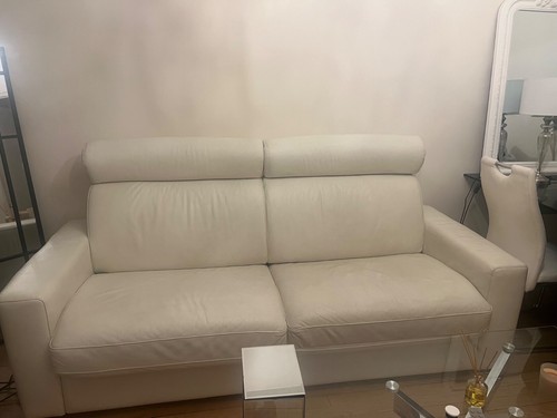 Canapé convertible blanc cuir - blanc,